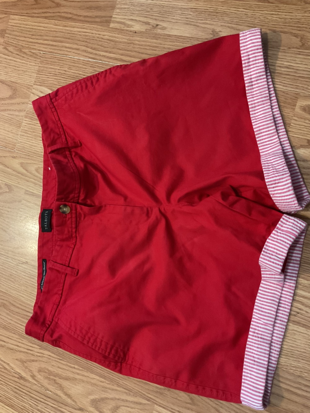 Talbots Red Cotton Chino Shorts with Striped Cuff Sz.12P 36x6 - Picture 6 of 6